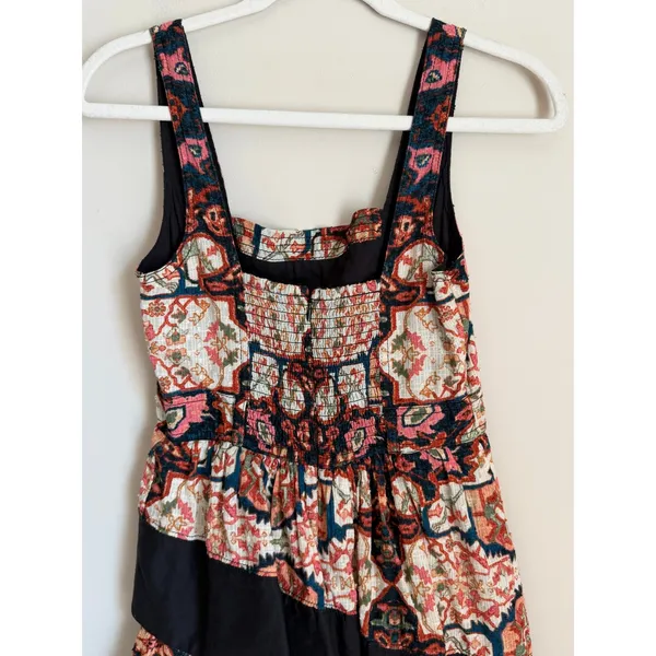 Anthropologie Midi Dress Womens XS Square Neck Tapestry Tiered Ruffle - Image 5