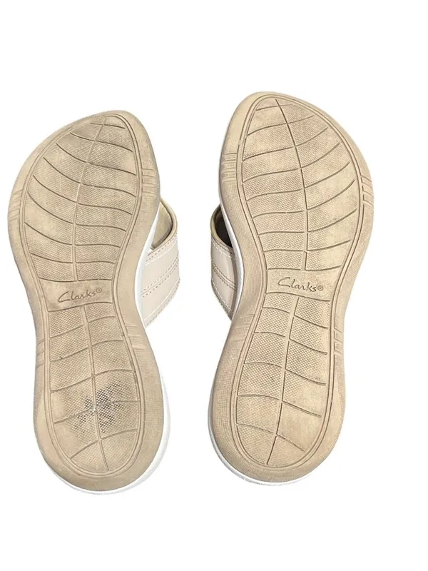 Clarks Cloudsteppers Sunmaze Loop Sandals Shoes Thongs Flip Flops Beige Sz 7 - Image 3