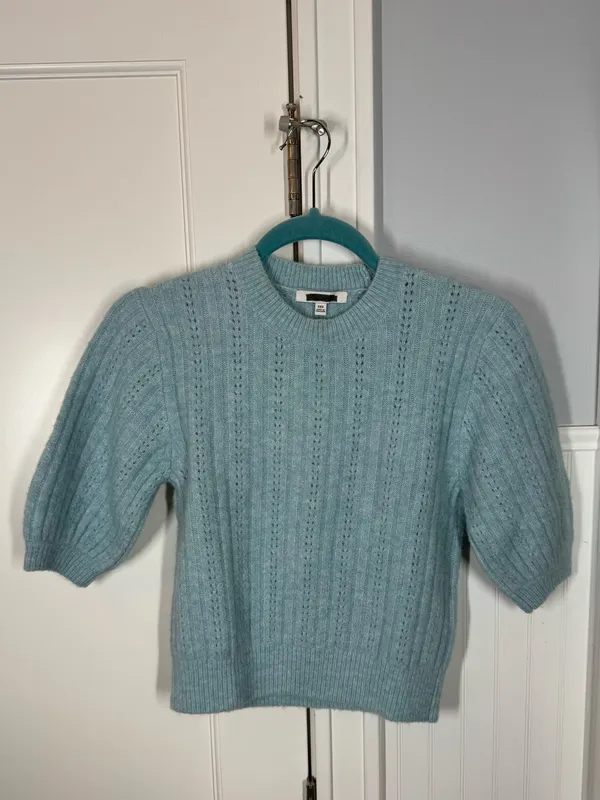 Madewell Cloudsoft Charm Stitch Hazel Sweater Tee xxs mint Blue Preppy juniper - Image 2