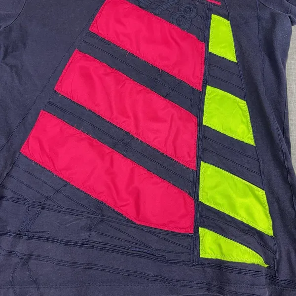 Lauren Ralph Lauren T-Shirt Womens L Blue Crew Neck Short Sleeve Colorblock - Image 3