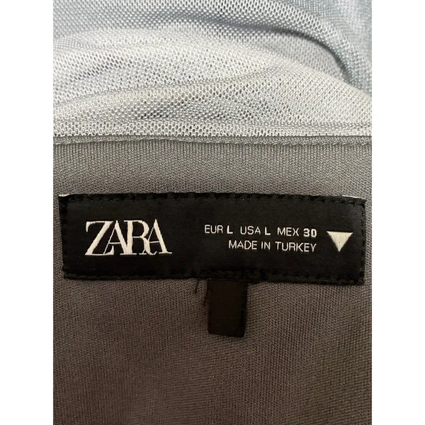 Zara Gray Black Ombre Strapless Tube Bandeau Sleeveless Drape Midi Dress Size L - Image 4