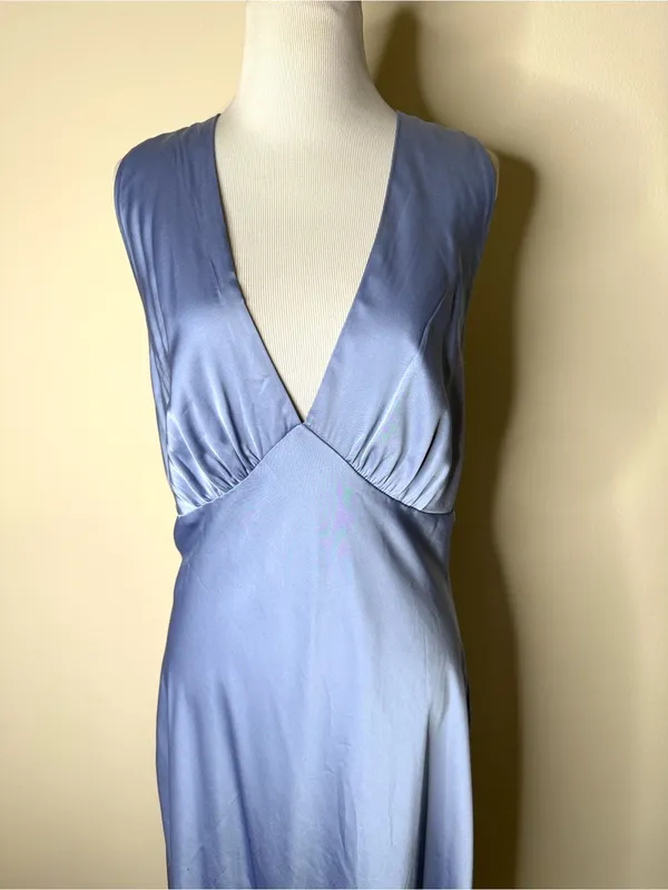 Abercrombie Pale Blue Satin Cowl Back Maxi Dress - Image 3