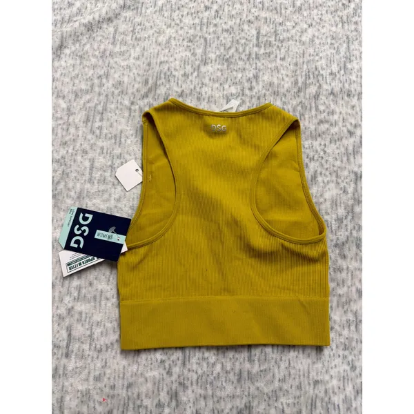 DSG Womens High Neck Seamless Brami Ribbed‎ Tank Top Grounded Yellow XXS NEW - Image 4