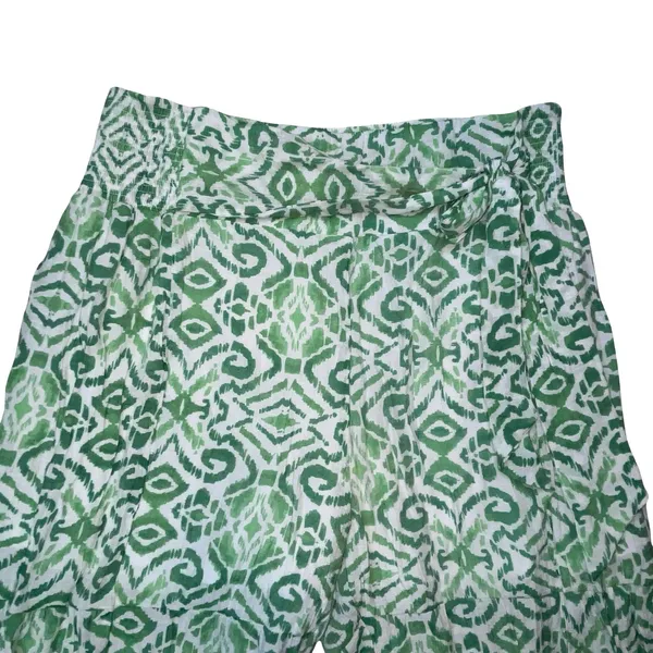 Nanette Lepore Womens Wide Leg Pants Green Ikat Boho Coastal Vacation Large - Image 4