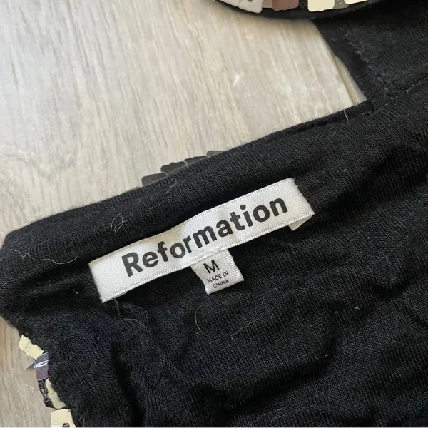 Reformation Sequin Two Piece Set: Kayla Crop Top (M) and Feliz Skirt (12) - Image 11