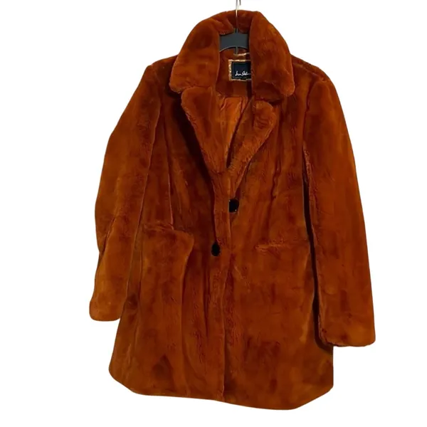 SAM EDELMAN Faux Fur Coat in Cognac, Size Large, New without tag - Image 7