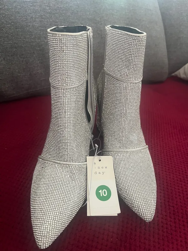 Madden Rhinestone Pointed Toe Booties with Cushioned - Image 5