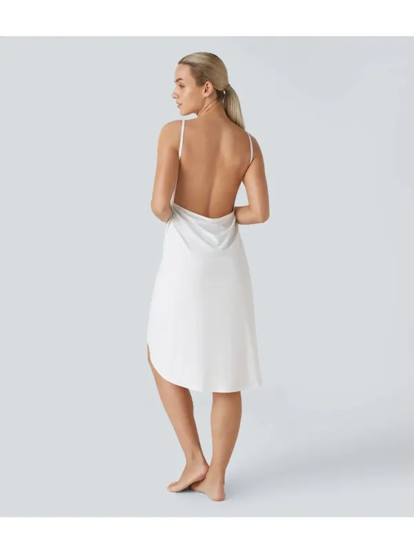 Halara Spaghetti Strap Crossover Cover Up Wrap InstantCool Dress-UPF50+ White M - Image 3