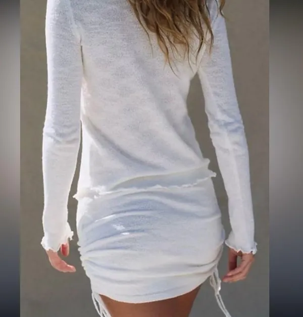 Free People FP beach Cabo sweater knit lettuce hem top and skirt set. Size XL - Image 5