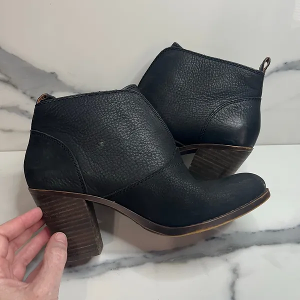 Lucky Brand Women's Black Leather Ehleen Boots Sz 8 Festival Boho Minimalist - Image 5