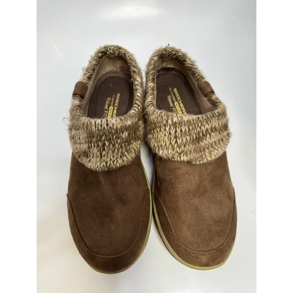 Skechers Mule Sneakers Womens 9.5 Brown Excellent Knit Collar Memory Foam sip on - Image 2