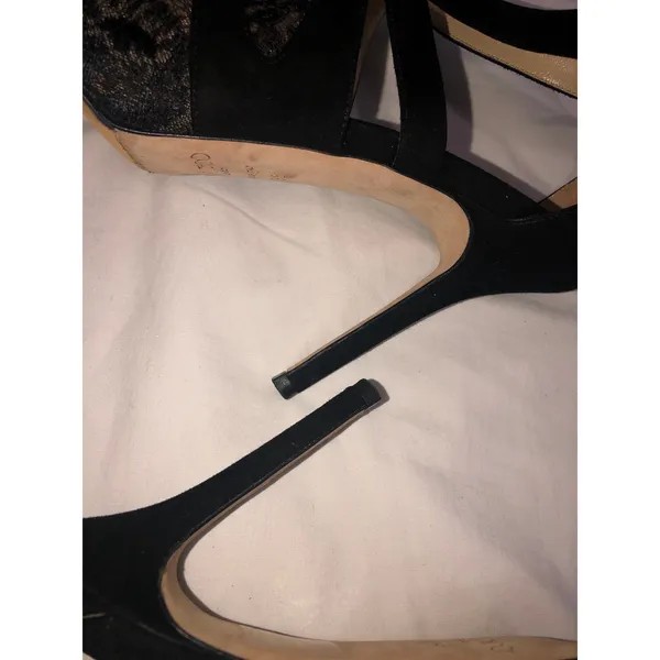 Jimmy Choo Vantage Black Suede Lace Glove Sandals EU 39 Stiletto Romantic Goth - Image 12