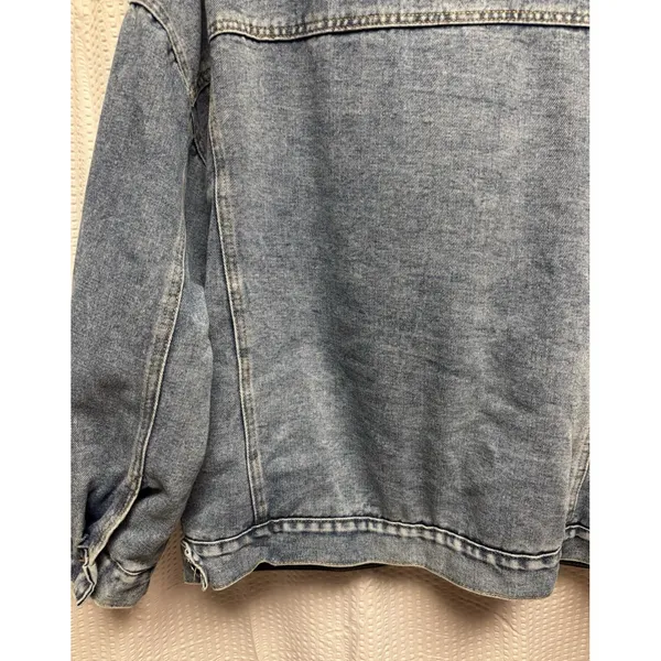 BEI BEI Women's XL Denim Truck Jacket Faux Fur Lining‎ Detach Collar NWOT - Image 14