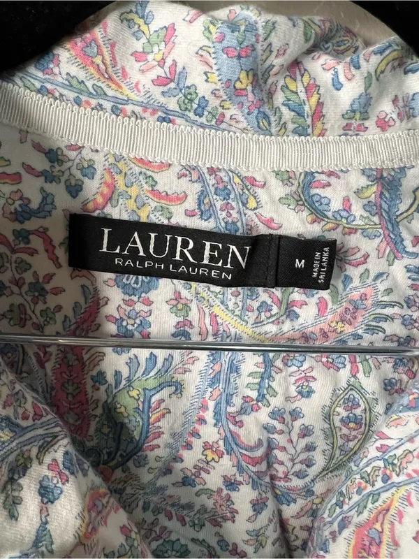 Lauren Ralph Lauren Paisley Monogram Knit Jersey Cropped Preppy Comfy Pajama Set - Image 3