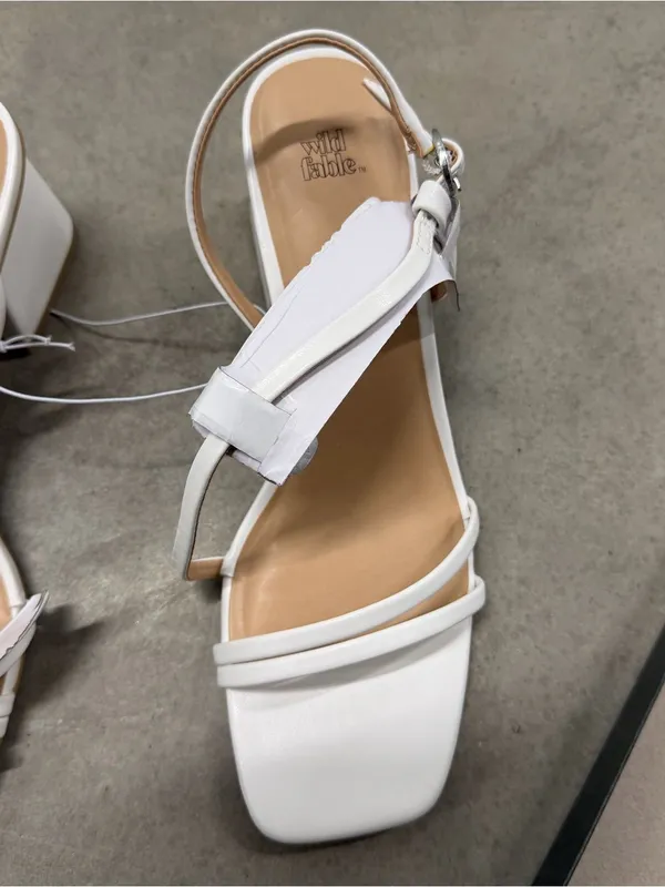 wild‎ fable White Strappy Square Toe Slingback Sandals - Image 6