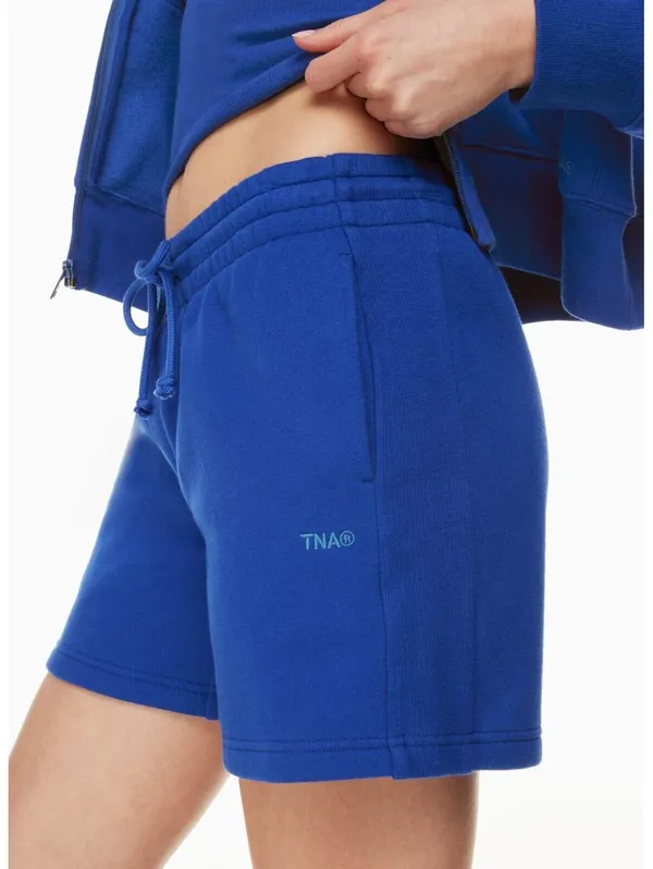 Aritzia TNA Cozy Fleece Boyfriend Mid-Thigh Shorts Blue XS #94293 - Image 2