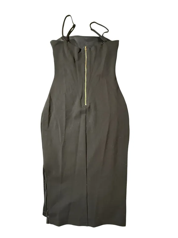 Lulus All This Appeal Black Bodycon Midi Dress Small Wedding Guest Cocktail - Image 3