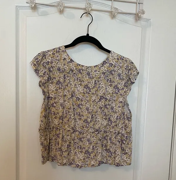 Wild Fable Yellow/Purple Floral Button Close Blouse - Image 3
