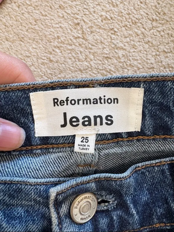 Reformation Alyssa Patch Pocket High Rise Wide Leg Jeans Anguilla Wash - Image 7