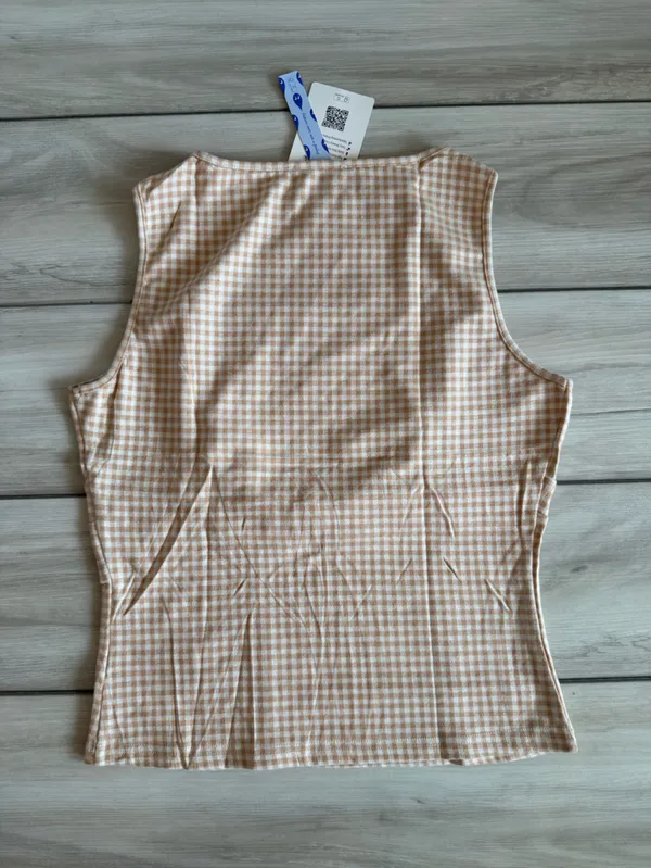 CIDER Gingham Sleeveless Top Tan Large NWT - Image 9