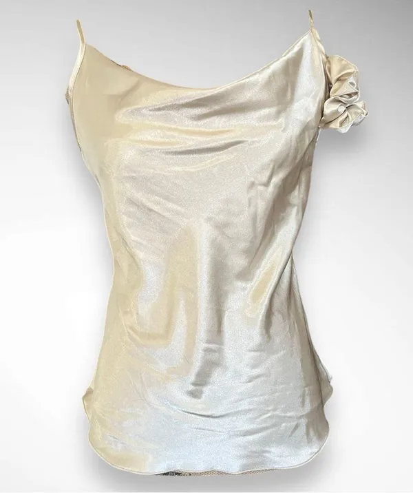 ANNA-KACI Khaki Satin Camisole And Shorts Pajama Set Medium | NWT - Image 6