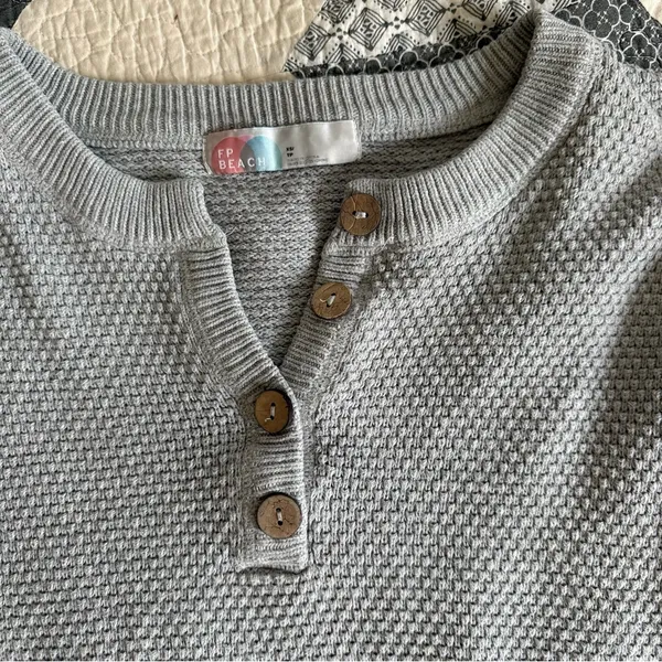 Free People Light Gray Knit Henley Sweater Set - Image 2
