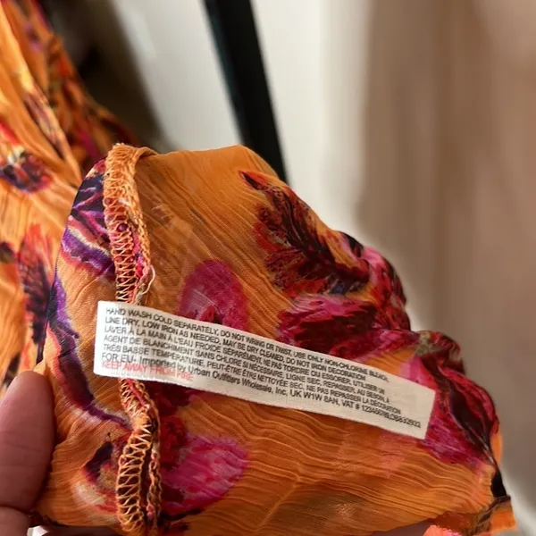 NWOT Intimately Free People Orange Floral Sheer Chemise Slip Dress Boho Sz Large - Image 8