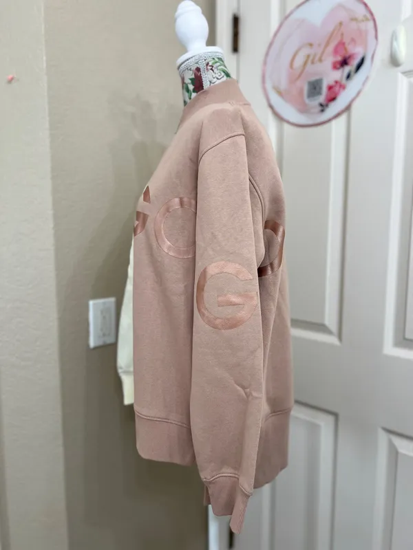 SDMOVE Two-Tone Zip Front Sweatshirt in Cream & Dusty Rose - Image 4