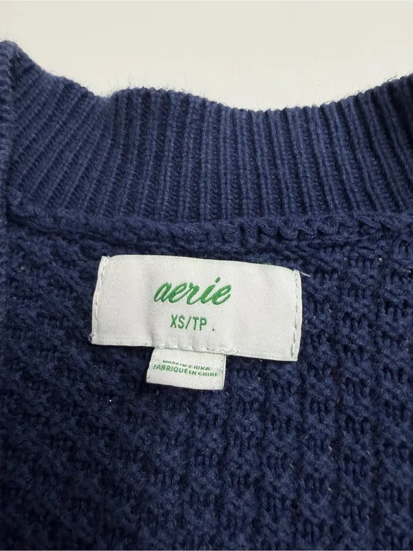 Aerie knit cardigan 100% cotton xs letterman college academia preppy letter A - Image 7