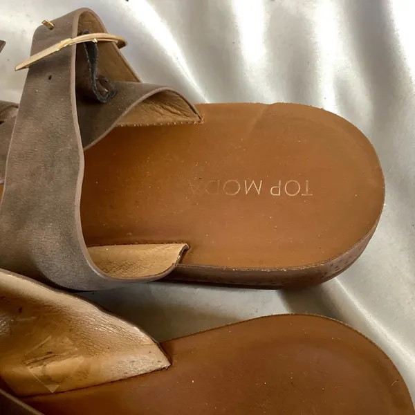 Top Moda Pleather Double Buckle Slip-On Footbed Slides - Image 6