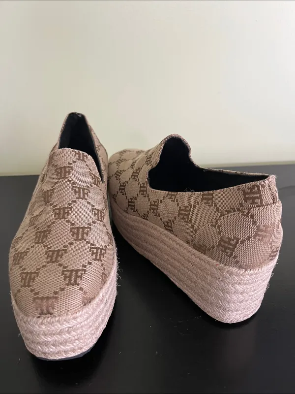 Unbranded Beige Patterned Platform Espadrille Slip - Image 7