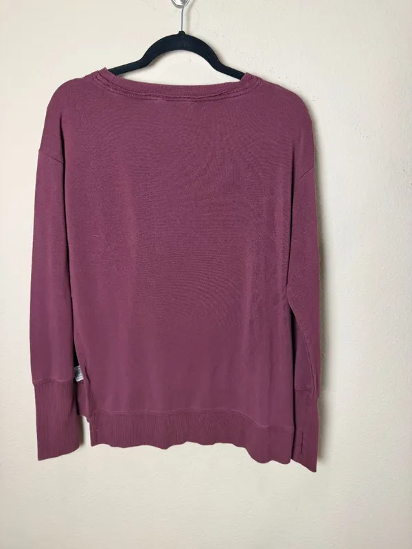JOYLAB Maroon Burgundy Loose Side Slit Sweatshirt Long Sleeve Tee Top Size Small - Image 7