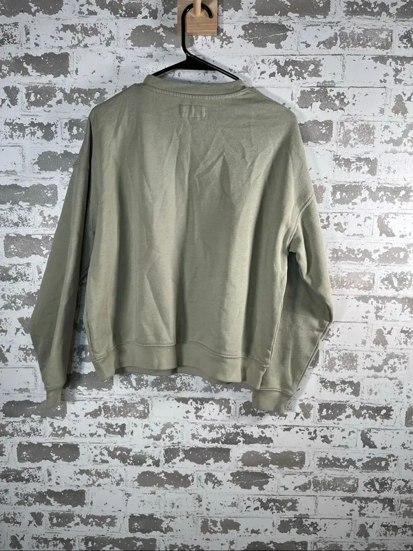 American Eagle | women sage green cropped crewneck long sleeve pullover - Image 7