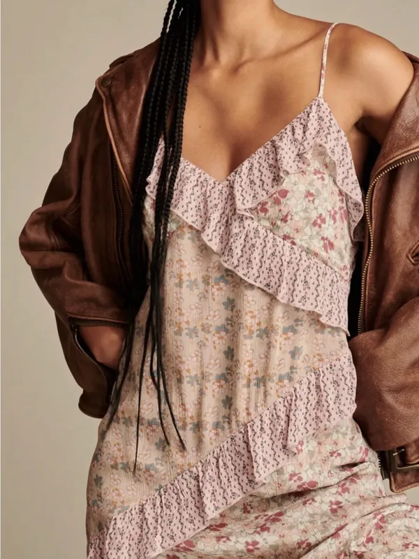 NWT Lucky Brand Coastal Cowgirl Coquette Floral Asymmetrical Midi Dress - Large - Image 4