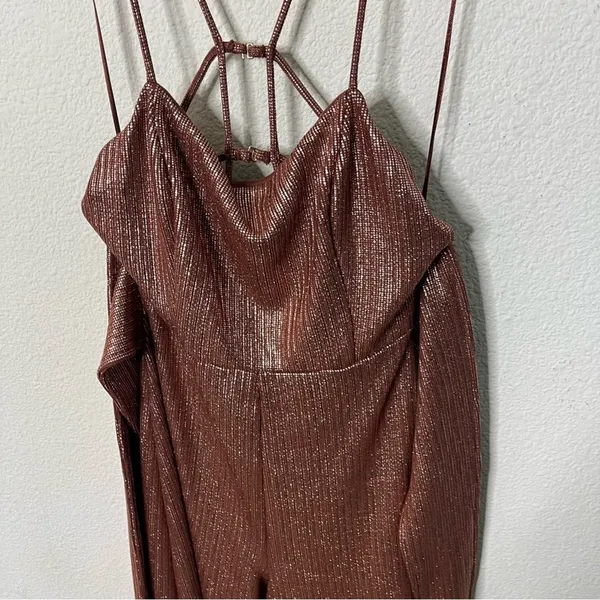 NWT Free‎ People Shimmer and Shine Jumpsuit / Ginger Snap Metallic Womens Size S - Image 8