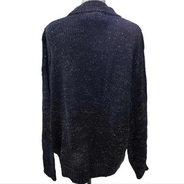 Vintage embroidered‎ black gold metallic sweater Mock-neck size 44/22W fits L-XL - Image 2