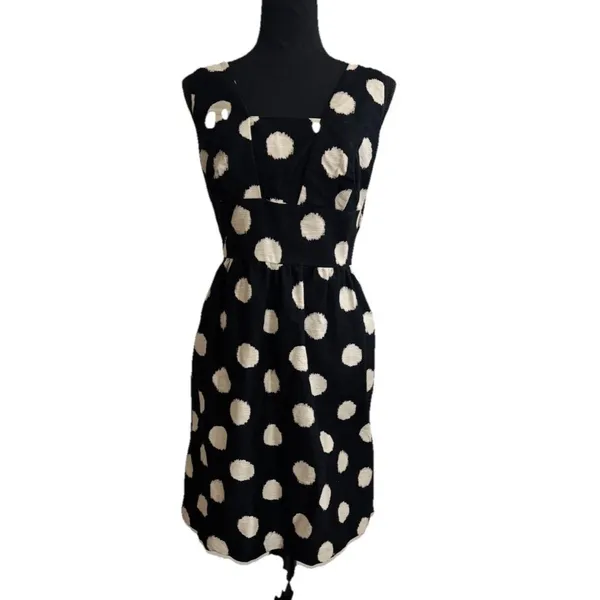 Ann Taylor Loft Black‎ Ivory Polka dot dress Sz 8 Cocktail Sleeveless Officecore - Image 4