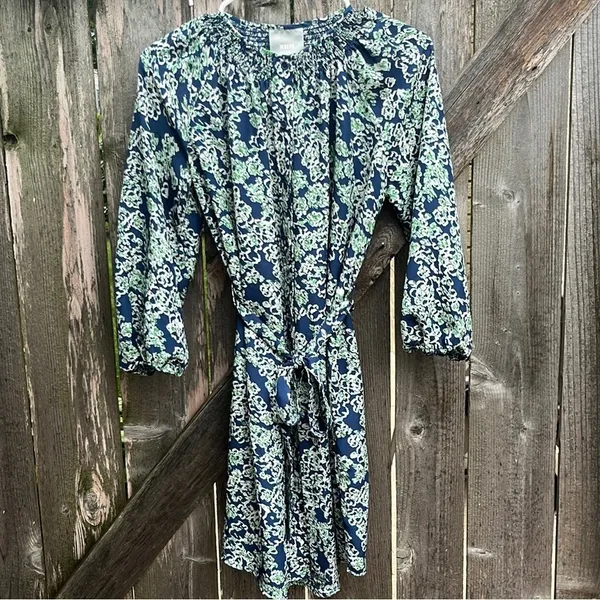 Like New Anthro Maeve Floral Button Front Self Tie Dress Size Medium - Image 2