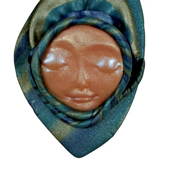 RARE Polymer Abstract Sleeping Face Brooch Pin SIGNED Art Nouveau Modernist - Image 7