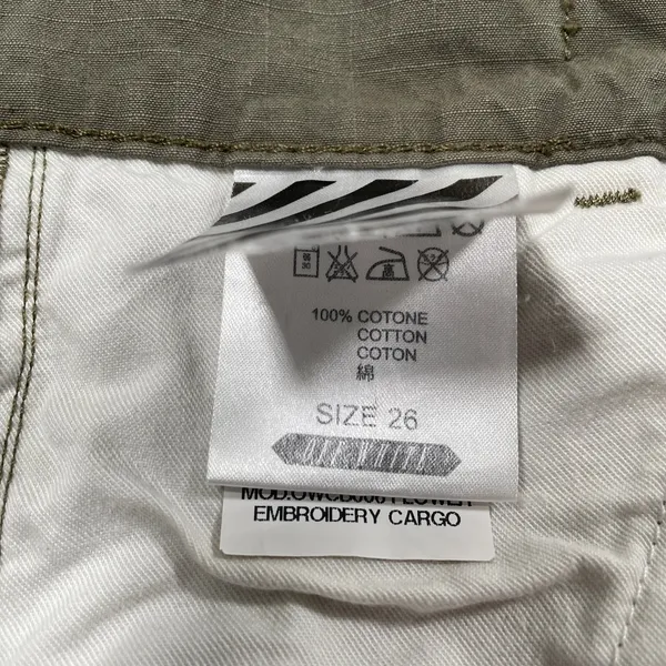 Off White Shorts Womens 26 Green Flower Embroidery Cargo Streetwear Military - Image 4