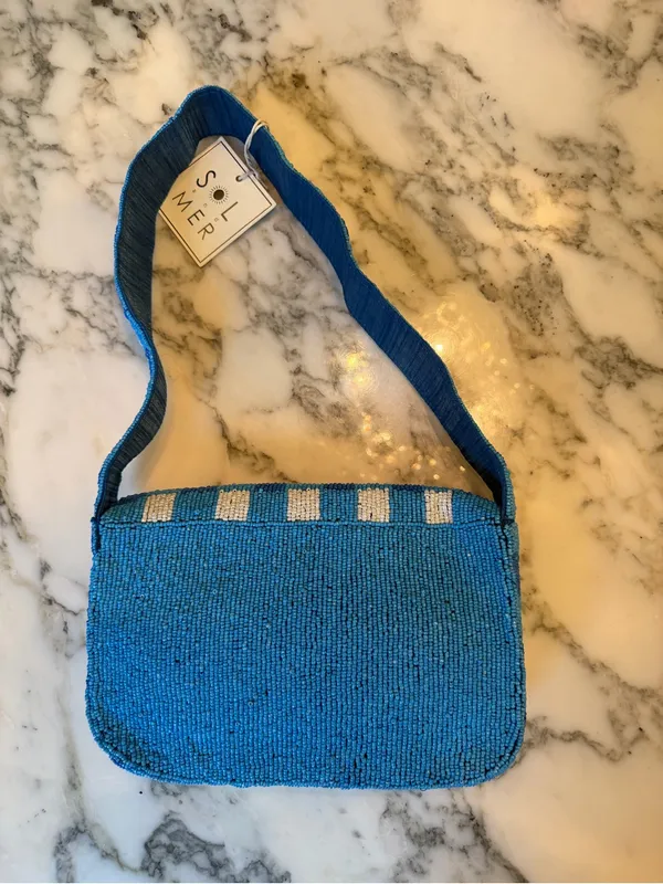 NWT Sol and Mer Hand Beaded Lobster Shoulder Bag Coastal Beach Nautical Purse - Image 5