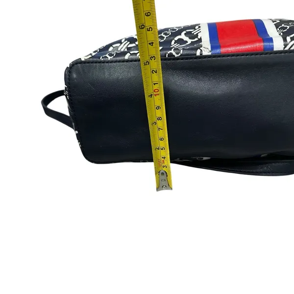 Tory Burch Gemini Link‎ 2 Way Tote Shoulder Bag Navy PVC Leather Gold - Image 10