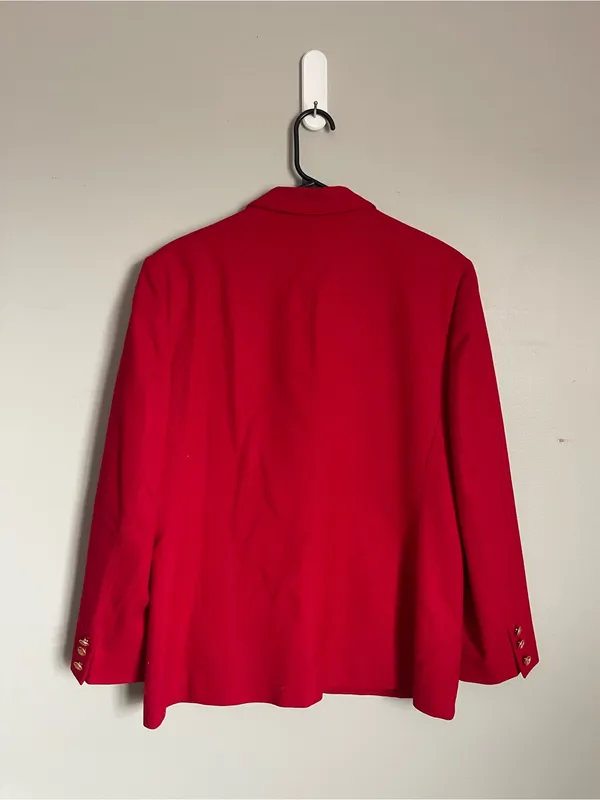 PENDLETON | Bright Red 100% Wool Single-Breasted Blazer Jacket Sz 12 - Image 7