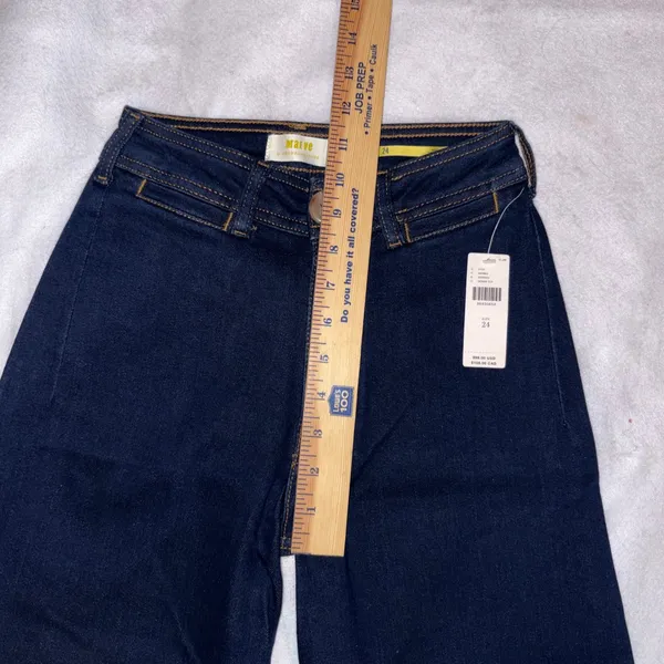 Maeve Anthropologie the Ettie High Rise Wide Leg Cropped Raw Hem Jeans Dark Wash - Image 5