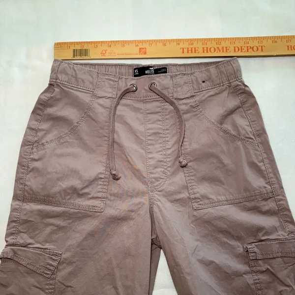 Hollister Adjustable Rise Baggy Cargo Pants Mauve Purple XS L Wide Leg Utility - Image 3