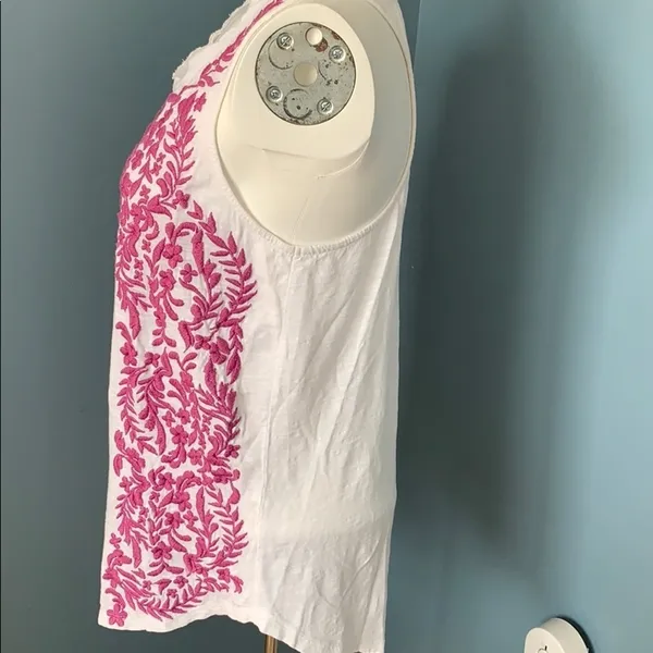 Lucky Brand White & Purple Embroidered Tank Small - Image 4