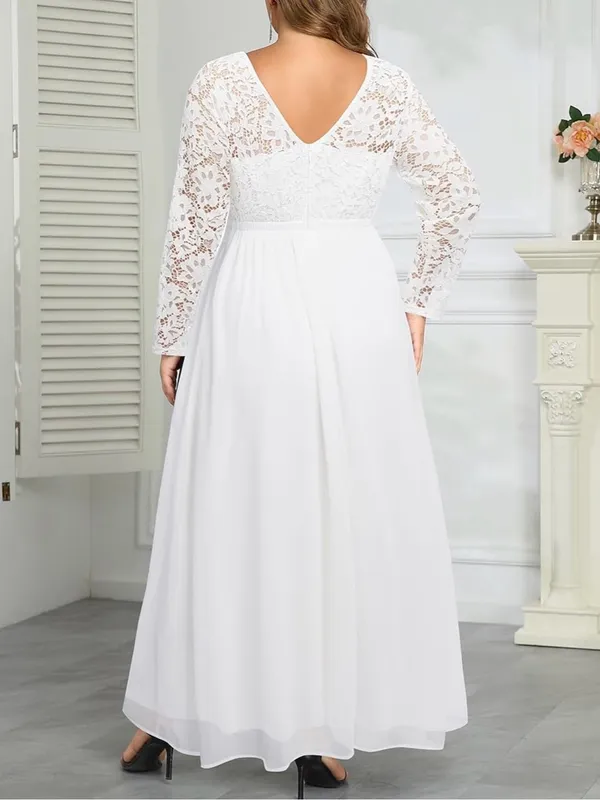 Talisea Wedding Plus Size 14W Formal Bridal Long Sleeve Lace Chiffon Maxi Dress - Image 15