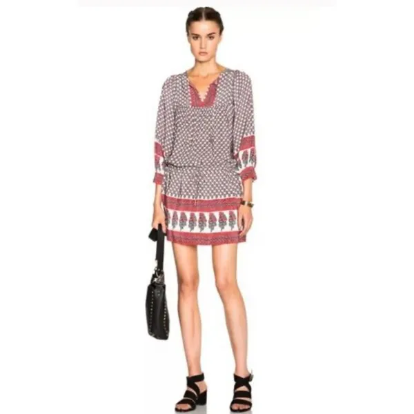 Ulla Johnson Bazaar Silk Mini Blouson Dress Light Indian Floral Print Size 2 - Image 3
