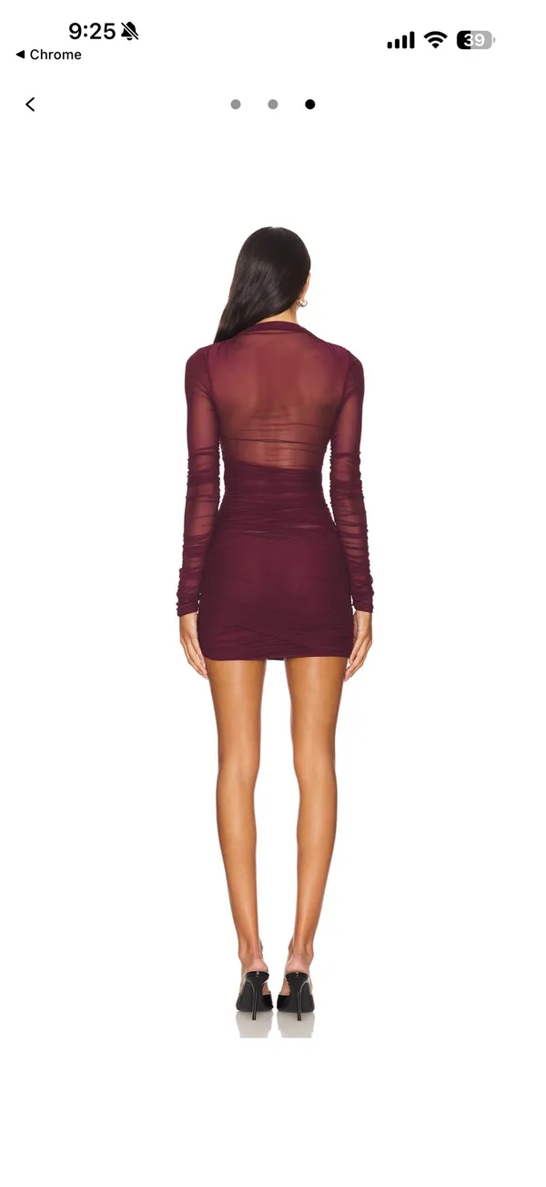 Revolve SEROYA Mesh Mini Dress Merlot Size Small NWT - Image 3