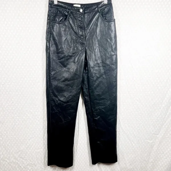 Aritzia Wilfred Black Faux Leather Melina‎ Straight Leg Pants - Image 2